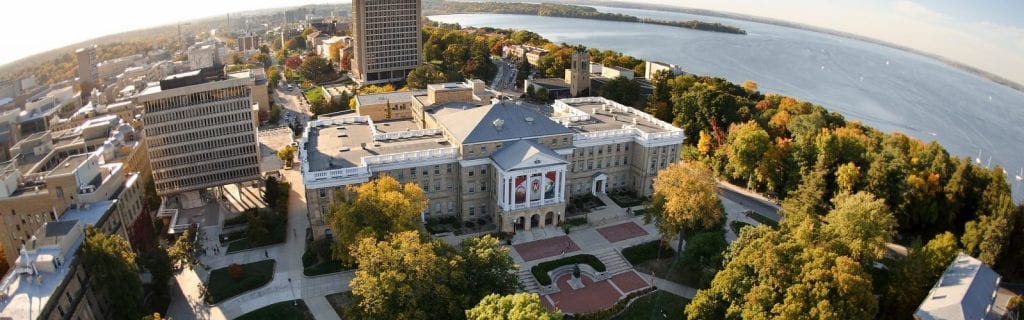 Aerial view of the University of Wisconsin–Madison campus. PHOTO: JEFF MILLER