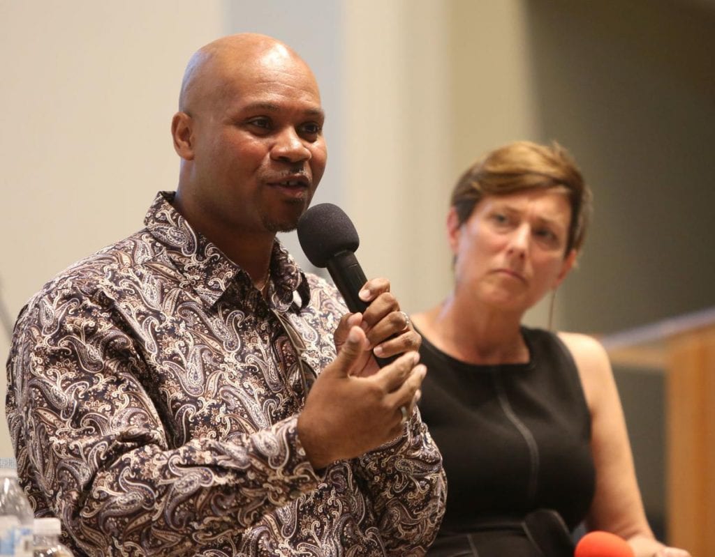 Patrick Sims, deputy vice chancellor and chief diversity officer, has taken a position as the executive vice chancellor and provost at the University of North Carolina School of the Arts. (Sims is shown here at a Cap Times Talks event in 2019.)  MICHELLE STOCKER