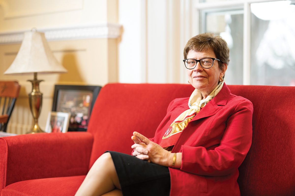 UW Chancellor Blank is pictured in her office in Bascom Hall at the University of Wisconsin-Madison on January 13, 2022. (Photo by Bryce Richter / UW-Madison)