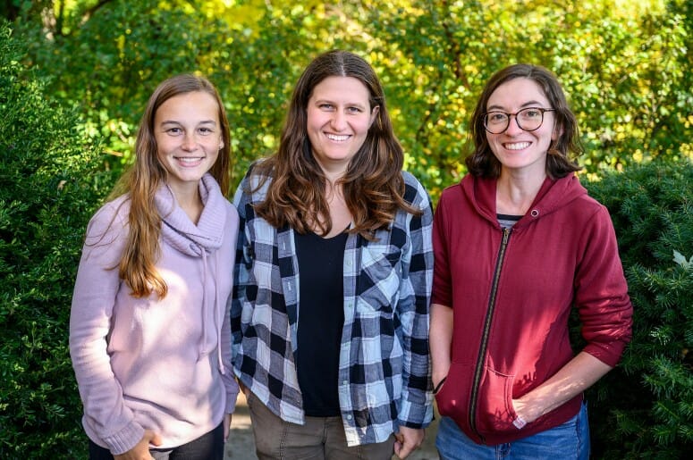 From left to right, graduate students Sara Pabich, Elizabeth Berg, and Becky Rose are collecting data for a new heat warning system that could help save lives. PHOTO: ALTHEA DOTZOUR
