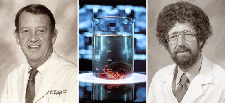 UW scientists Folkert Belzer, left, and James Southard, right, developed the gold standard for organ preservation techniques. Photos courtesy of WARF