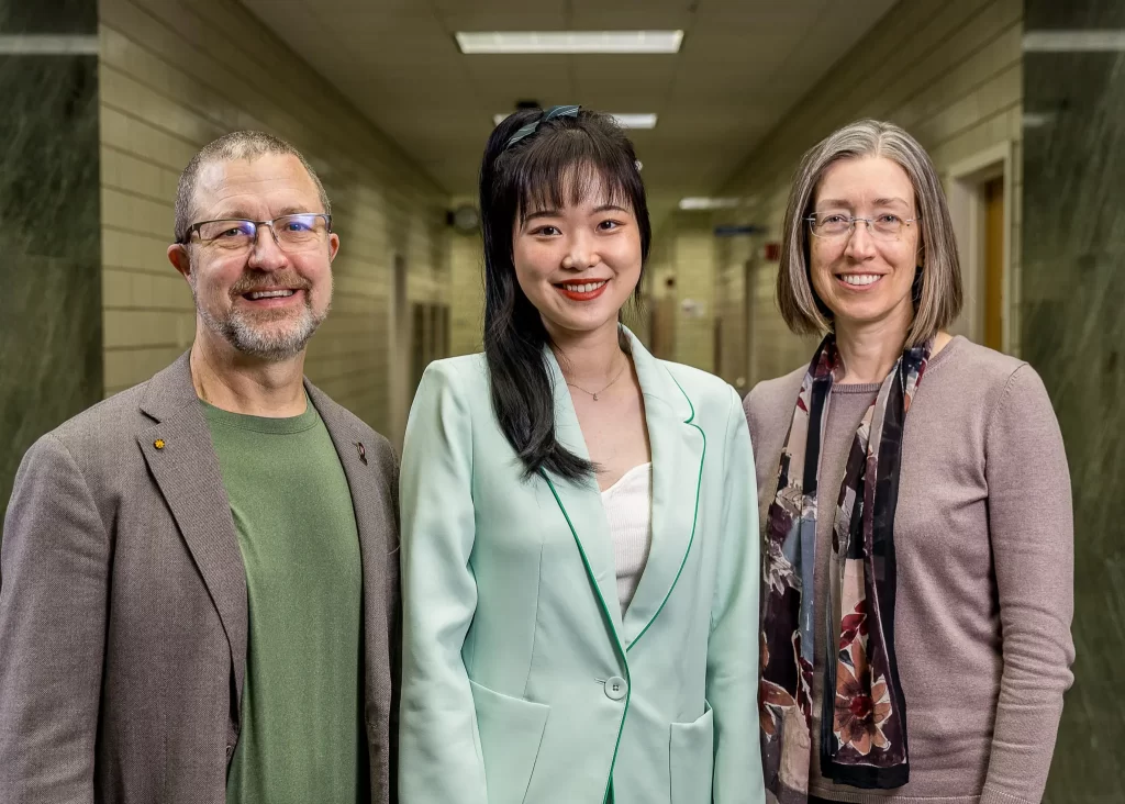 Professor Emeritus John Booske, PhD student Yizhou Yao and Professor Susan Hagness. Credit: Joel Halberg.